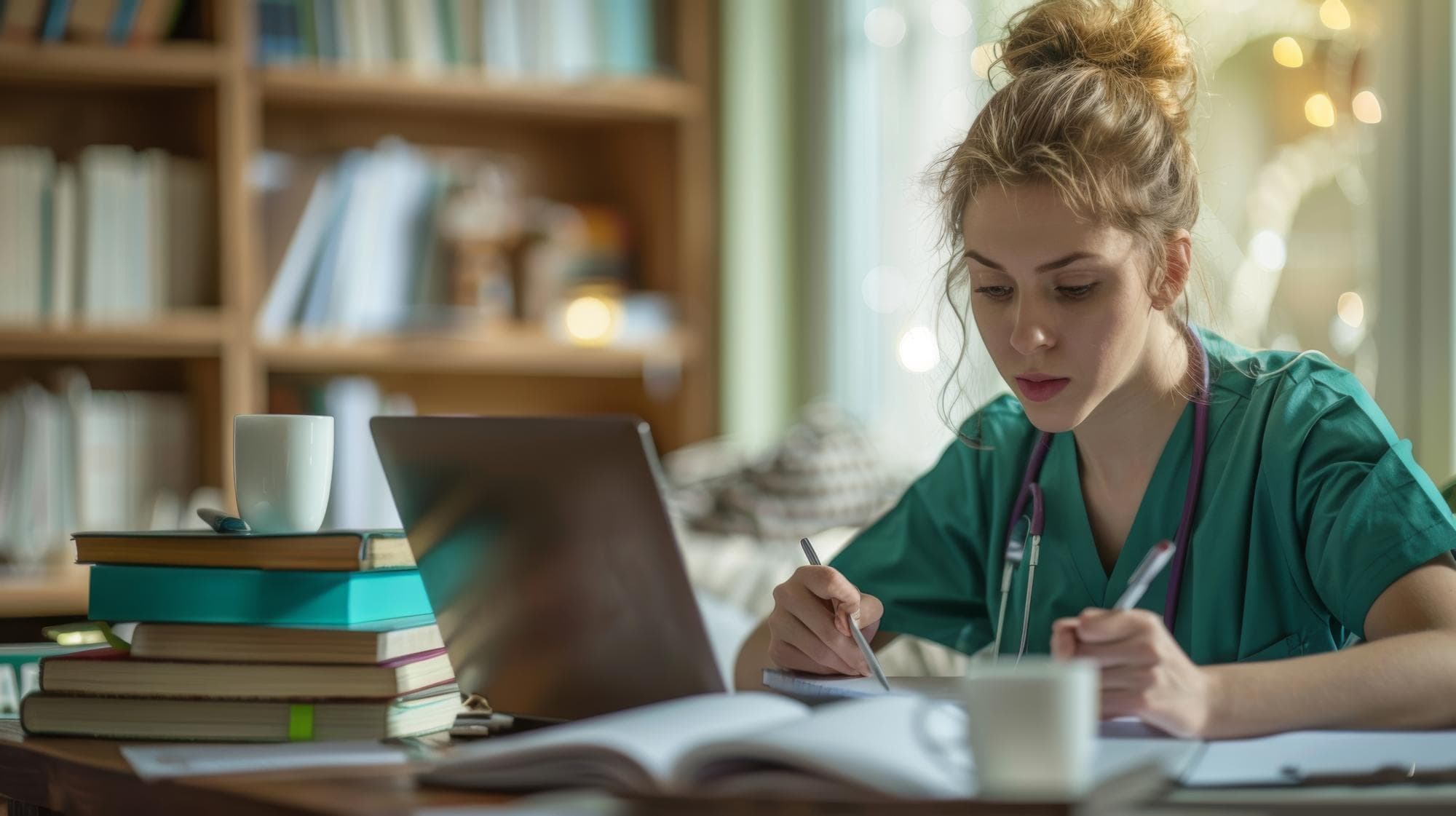 Medical professional studying